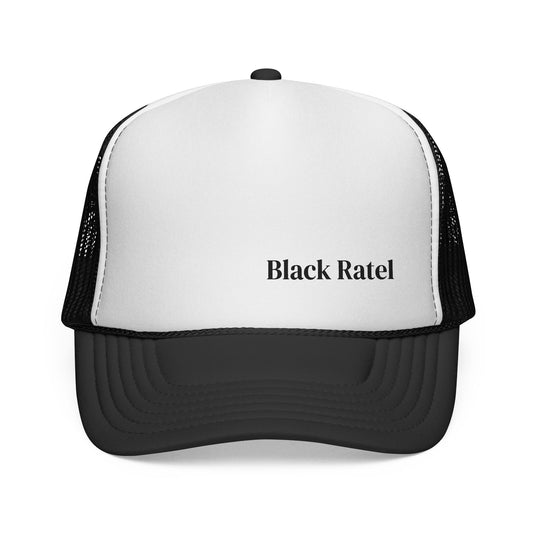 Black Ratel Trucker Cap – Minimal Text Mesh Hat
