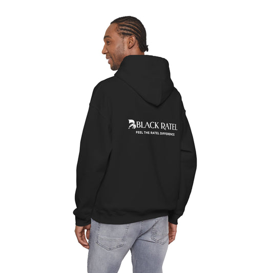 Black Ratel Logo Hoodie — 'Feel the Ratel Difference' Streetwear Pullover