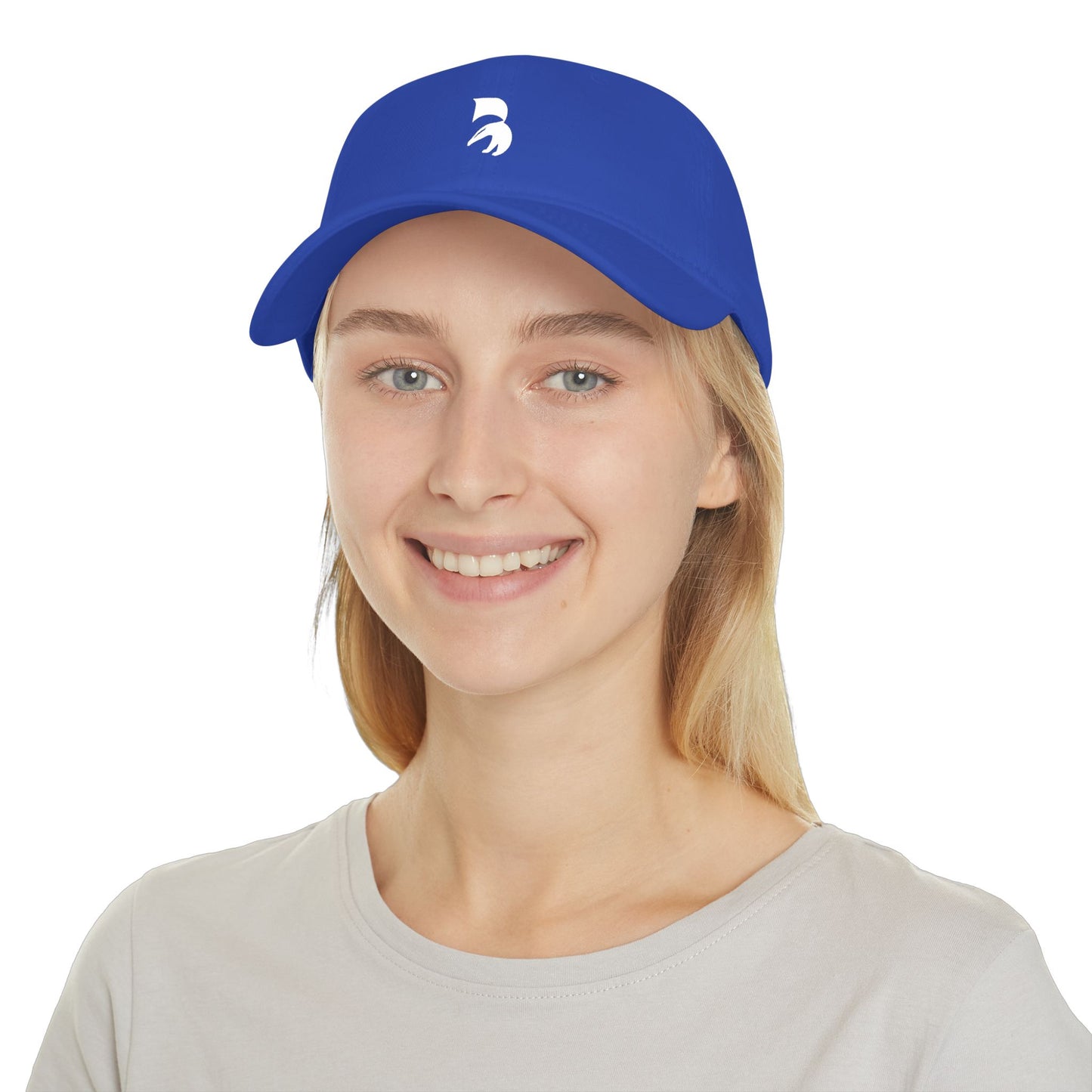 Minimal Red Baseball Cap with White Abstract Logo — Low Profile Hat