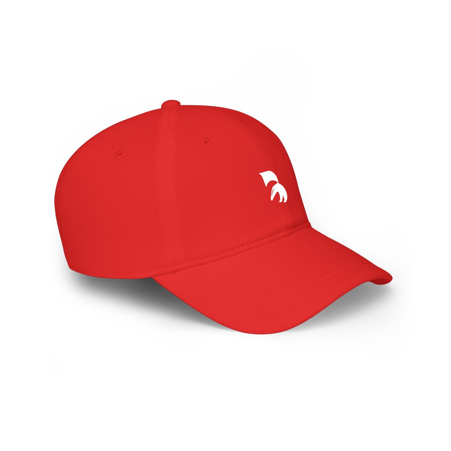 Minimal Red Baseball Cap with White Abstract Logo — Low Profile Hat