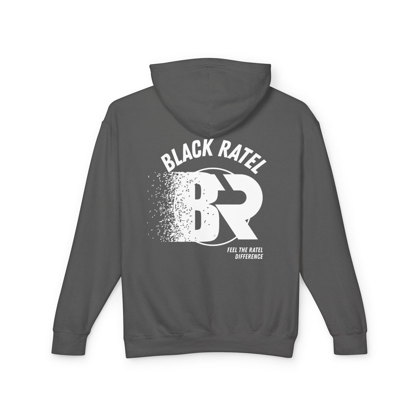 Black Ratel BR Distressed Logo Hoodie — Lightweight Unisex Hooded Sweatshirt