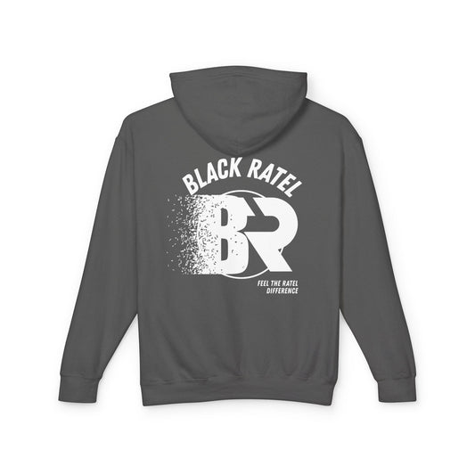 Black Ratel BR Distressed Logo Hoodie — Lightweight Unisex Hooded Sweatshirt