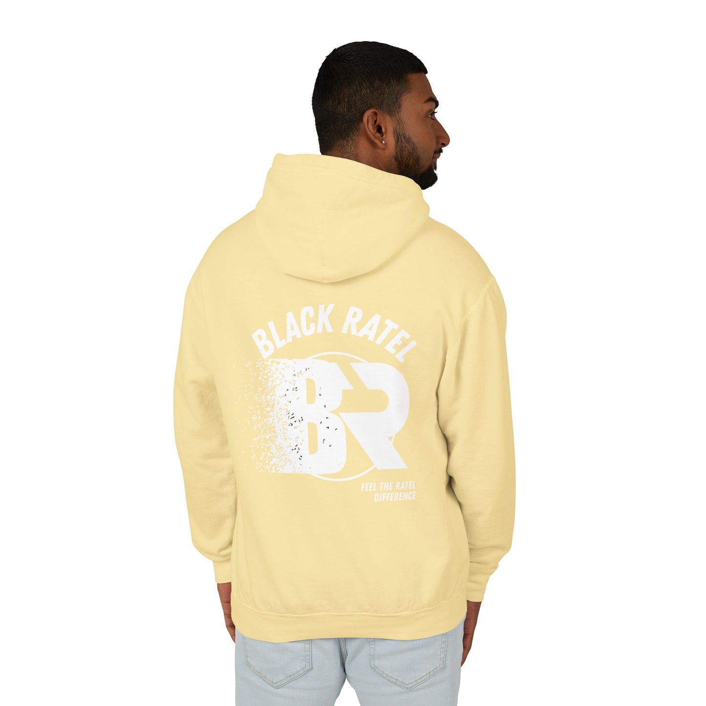 Black Ratel BR Distressed Logo Hoodie — Lightweight Unisex Hooded Sweatshirt