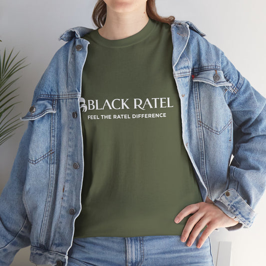 Black Ratel Logo Tee — "Feel the Ratel Difference" Graphic T‑Shirt