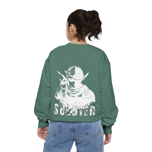 Soldier Graphic Sweatshirt — Military Helmet Back Print