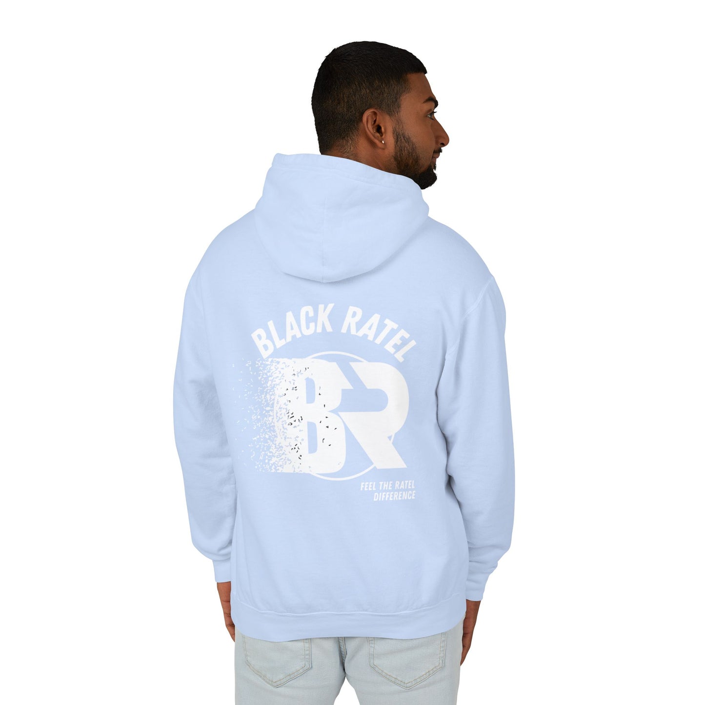 Black Ratel BR Distressed Logo Hoodie — Lightweight Unisex Hooded Sweatshirt