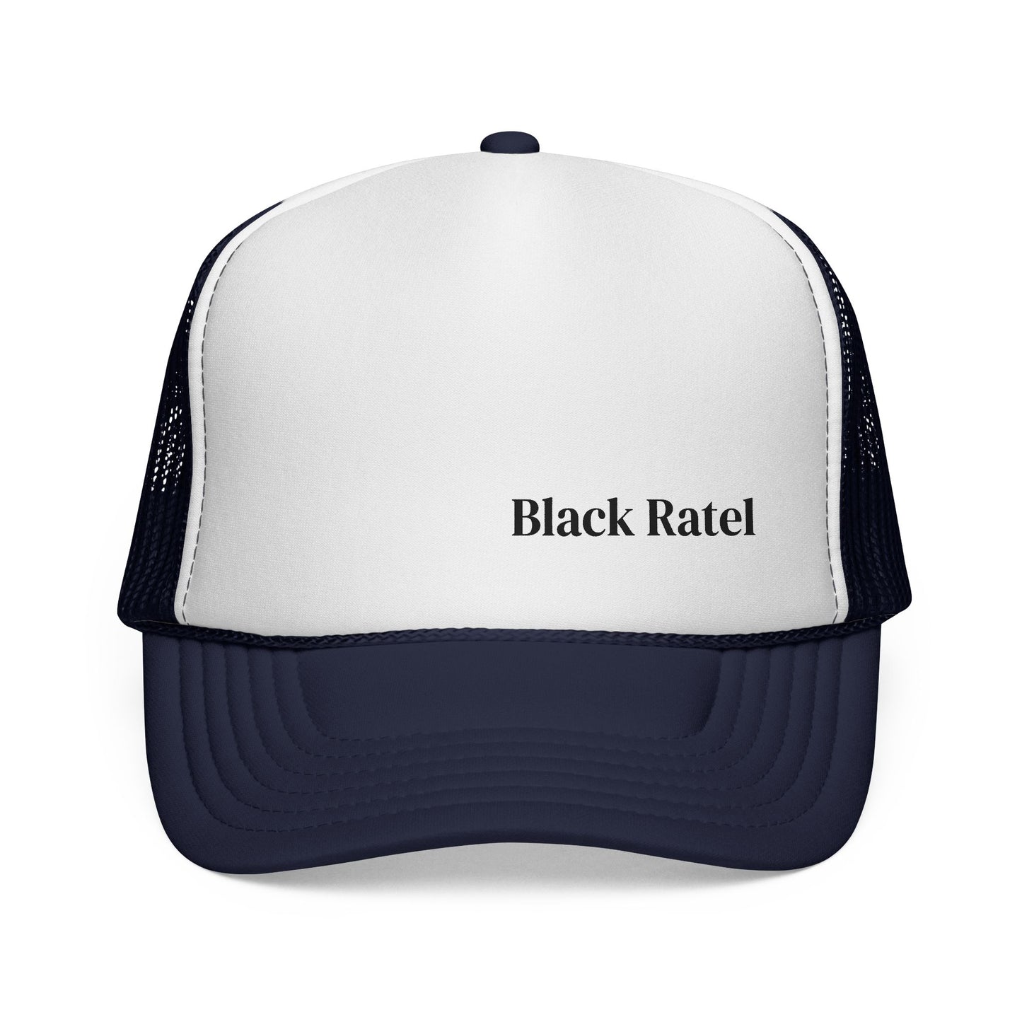 Black Ratel Trucker Cap – Minimal Text Mesh Hat