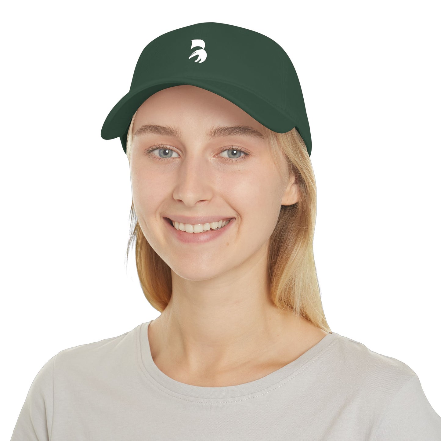 Minimal Red Baseball Cap with White Abstract Logo — Low Profile Hat