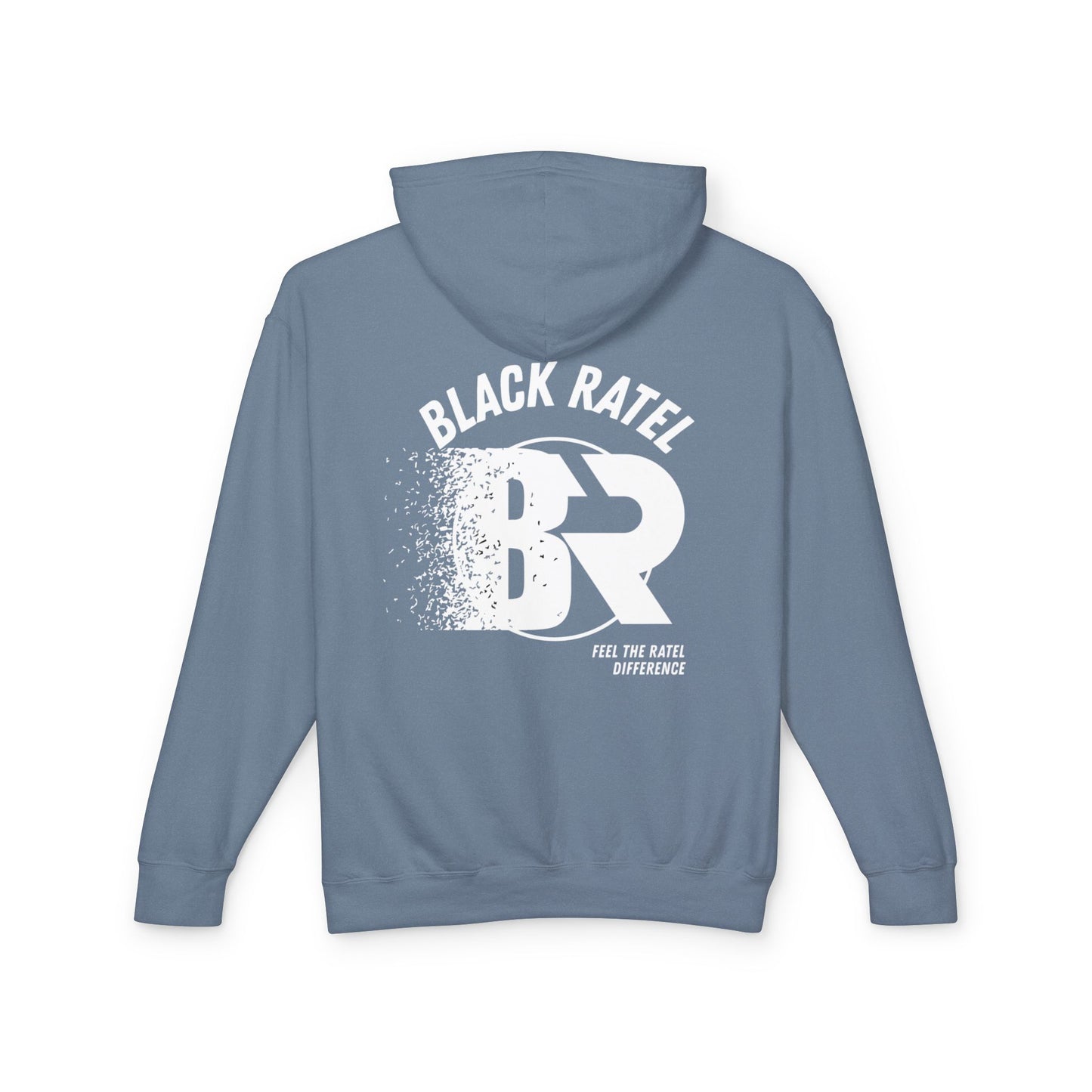 Black Ratel BR Distressed Logo Hoodie — Lightweight Unisex Hooded Sweatshirt