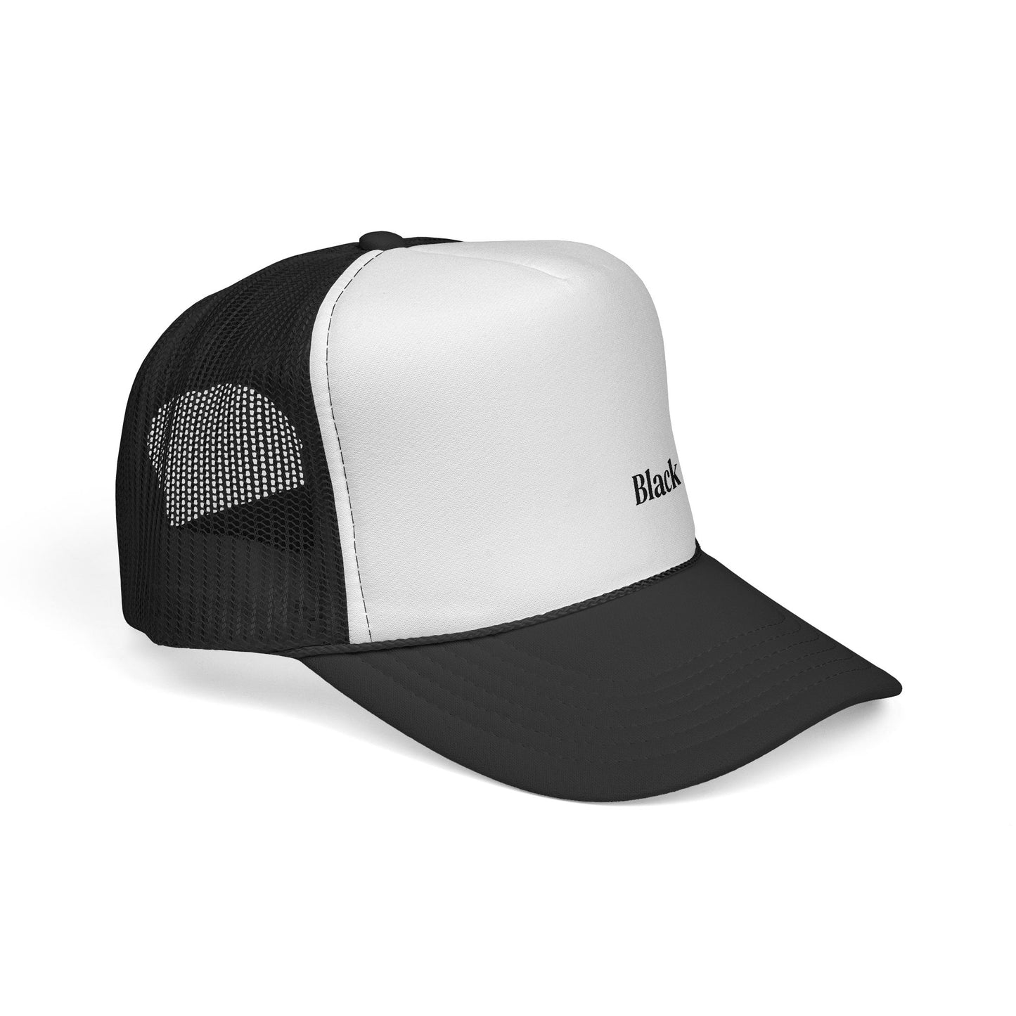 Black Ratel Trucker Cap – Minimal Text Mesh Hat