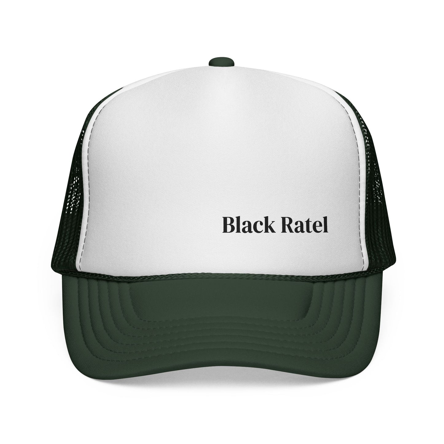 Black Ratel Trucker Cap – Minimal Text Mesh Hat