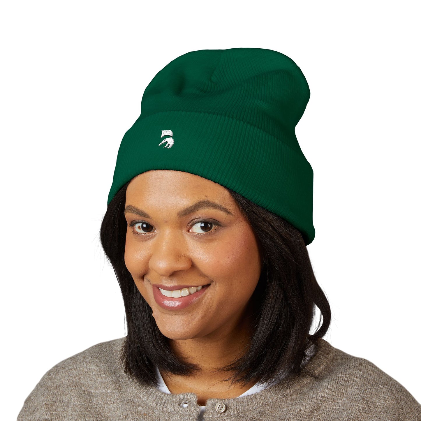 Embroidered Minimalist Bear Paw Cuffed Beanie