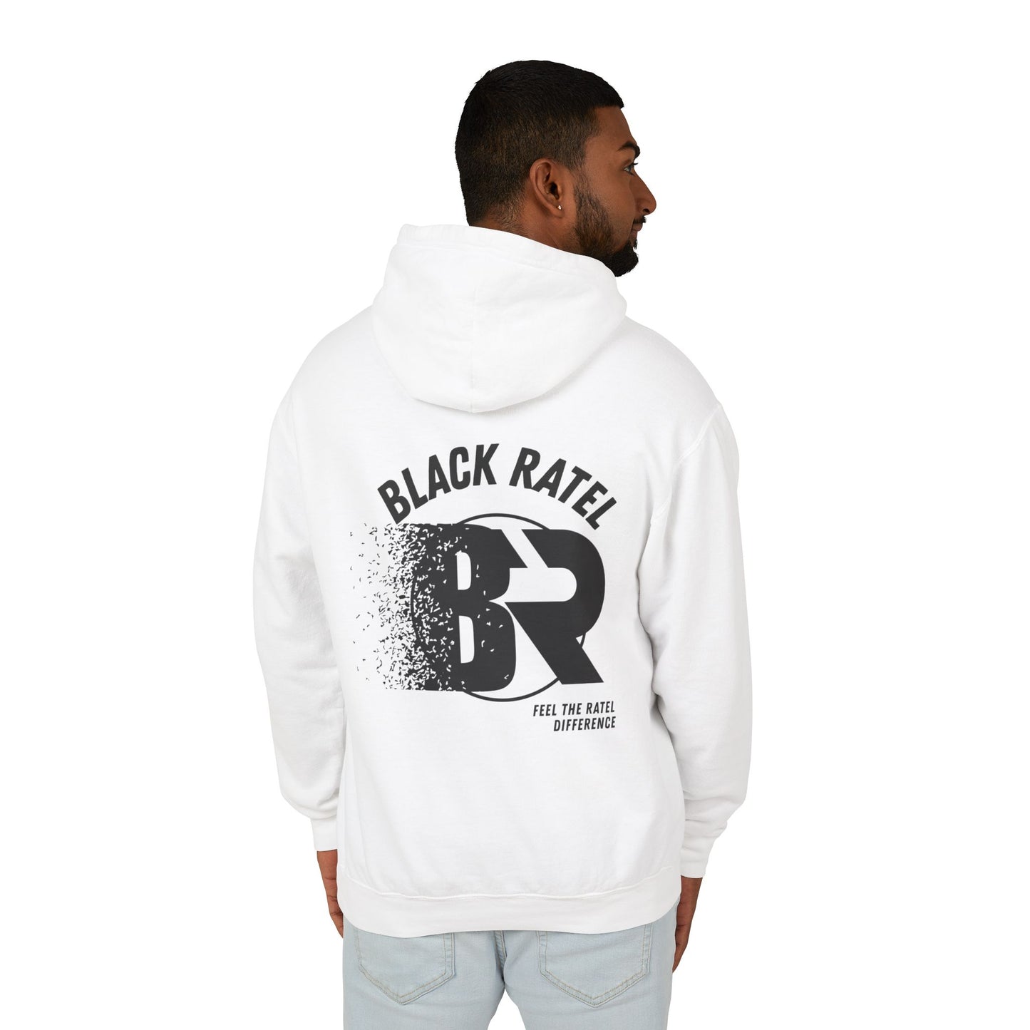 Black Ratel BR Distressed Logo Hoodie — Lightweight Unisex Hooded Sweatshirt