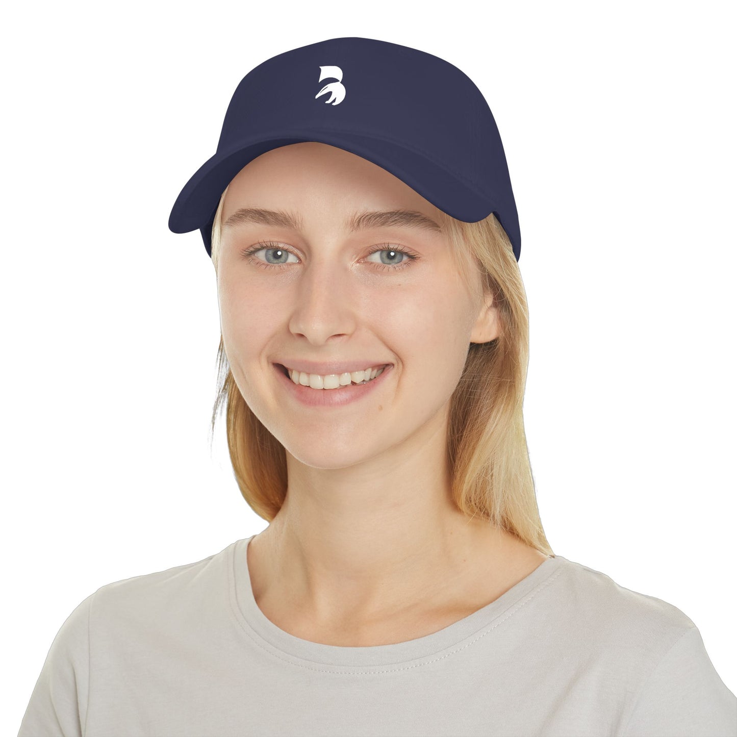 Minimal Red Baseball Cap with White Abstract Logo — Low Profile Hat