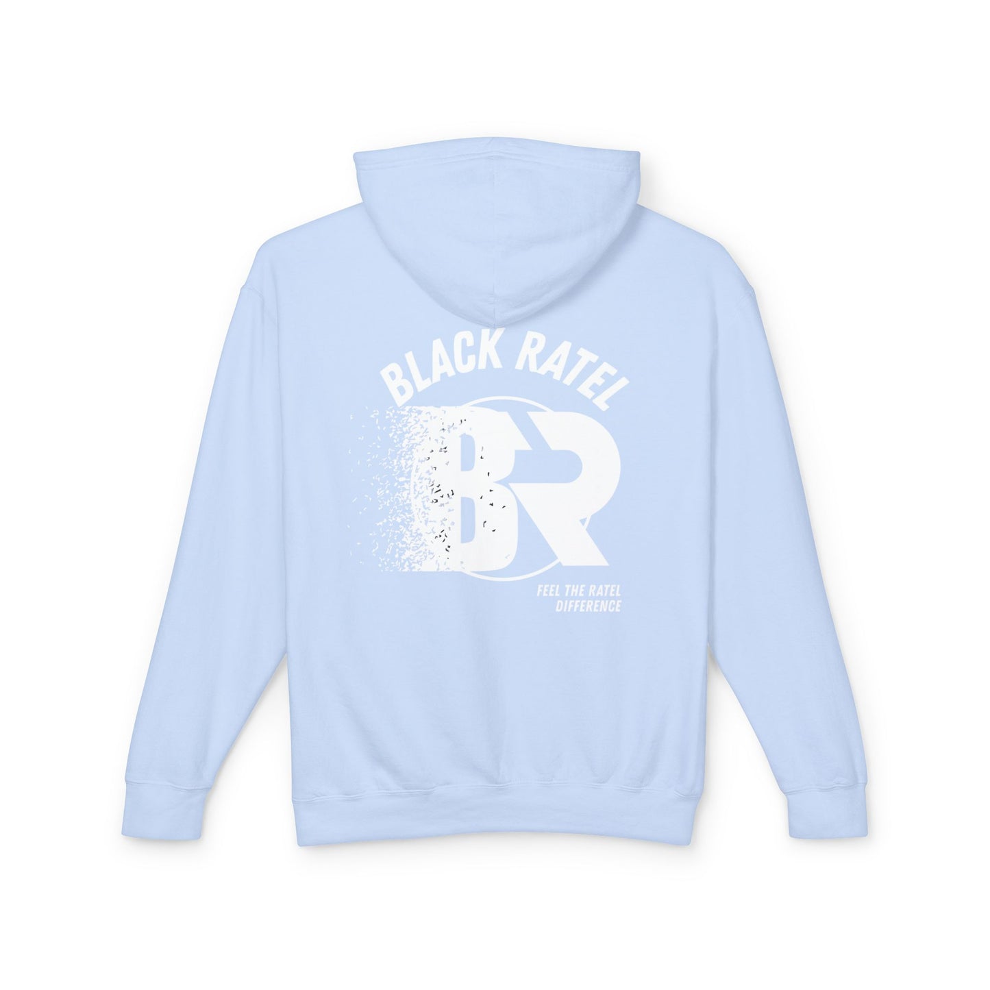 Black Ratel BR Distressed Logo Hoodie — Lightweight Unisex Hooded Sweatshirt