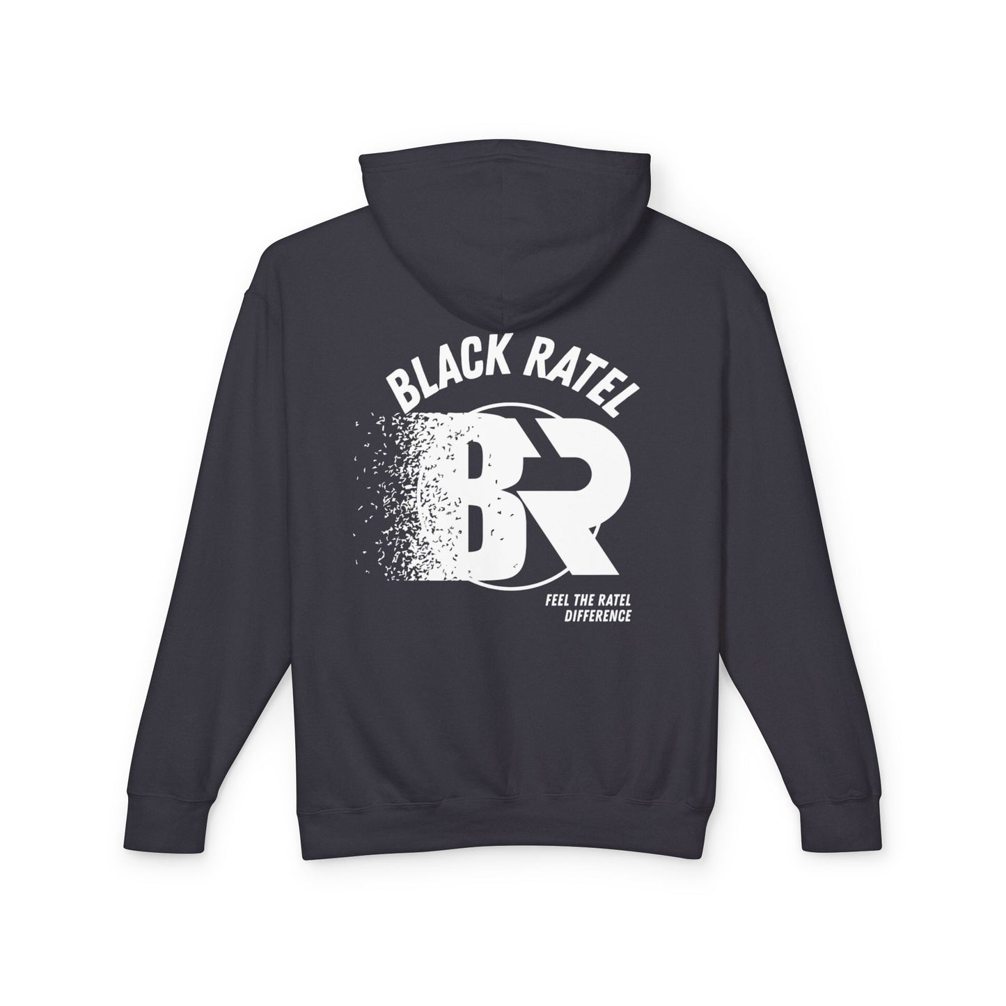 Black Ratel BR Distressed Logo Hoodie — Lightweight Unisex Hooded Sweatshirt
