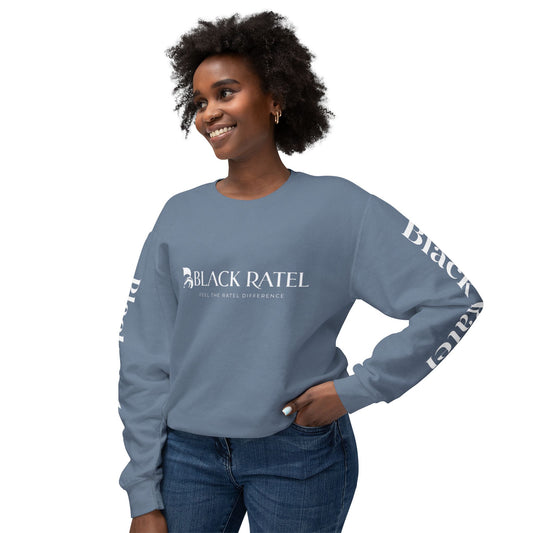 Black Ratel Logo Crewneck Sweatshirt — 'Feel The Ratel Difference' Sleeve Graphic