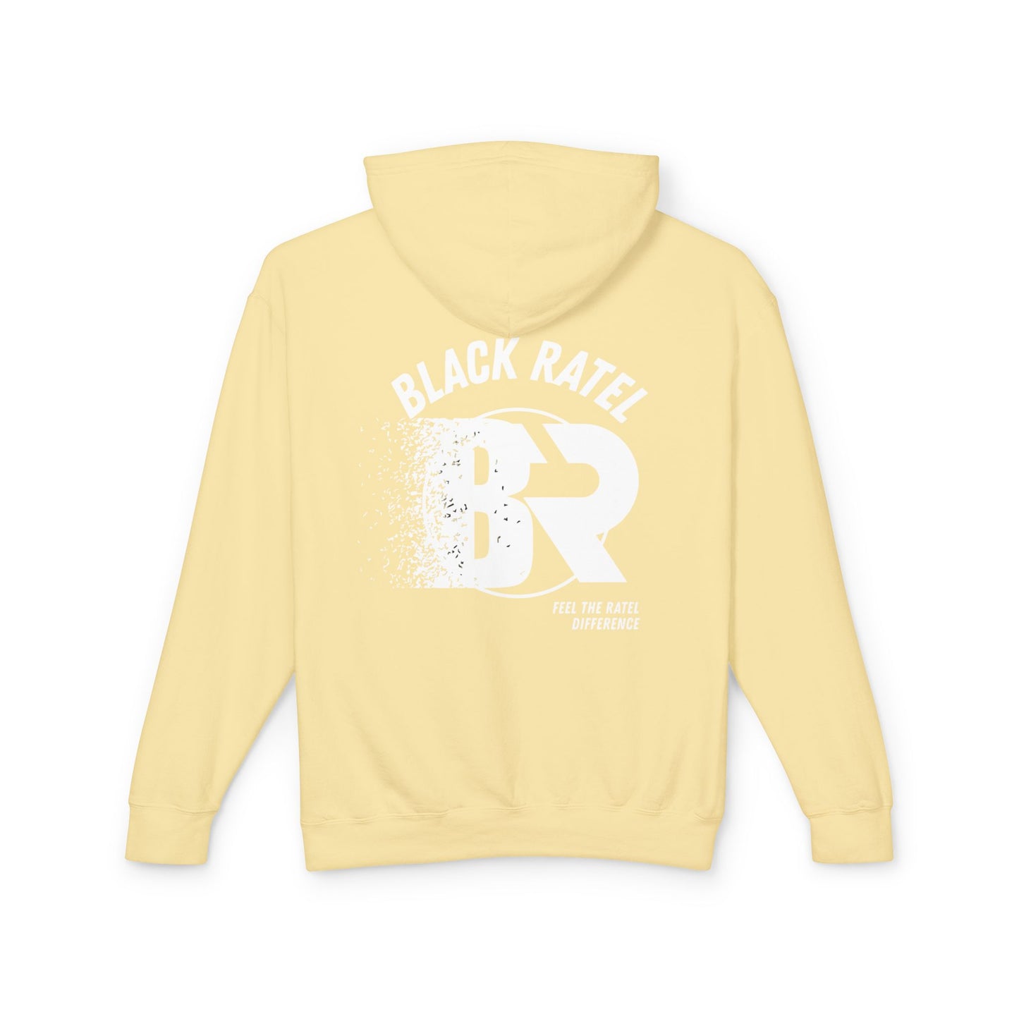 Black Ratel BR Distressed Logo Hoodie — Lightweight Unisex Hooded Sweatshirt