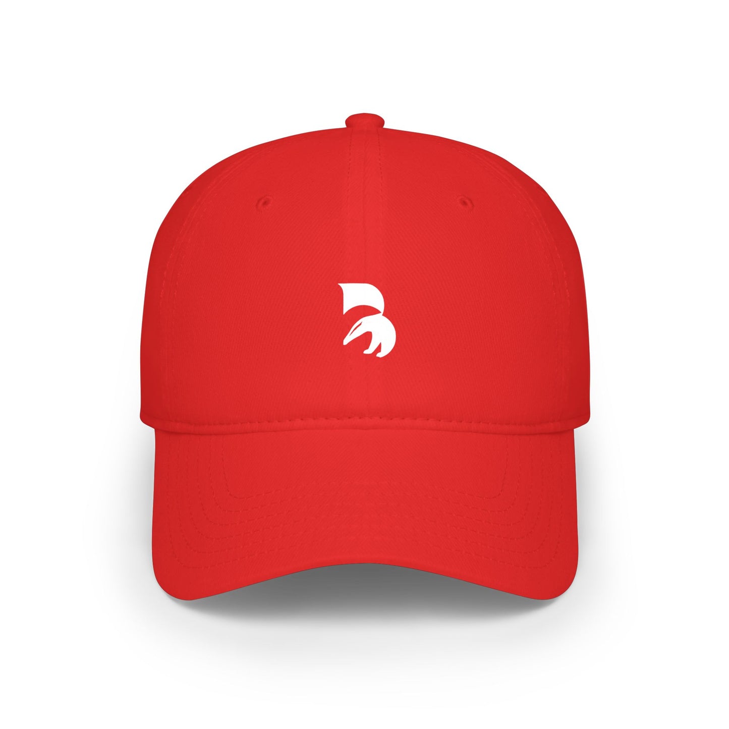 Minimal Red Baseball Cap with White Abstract Logo — Low Profile Hat