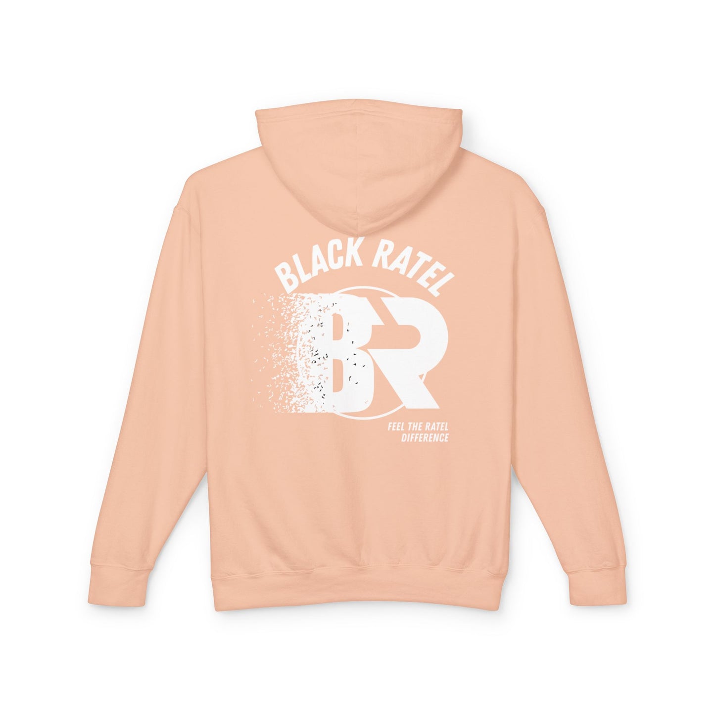 Black Ratel BR Distressed Logo Hoodie — Lightweight Unisex Hooded Sweatshirt