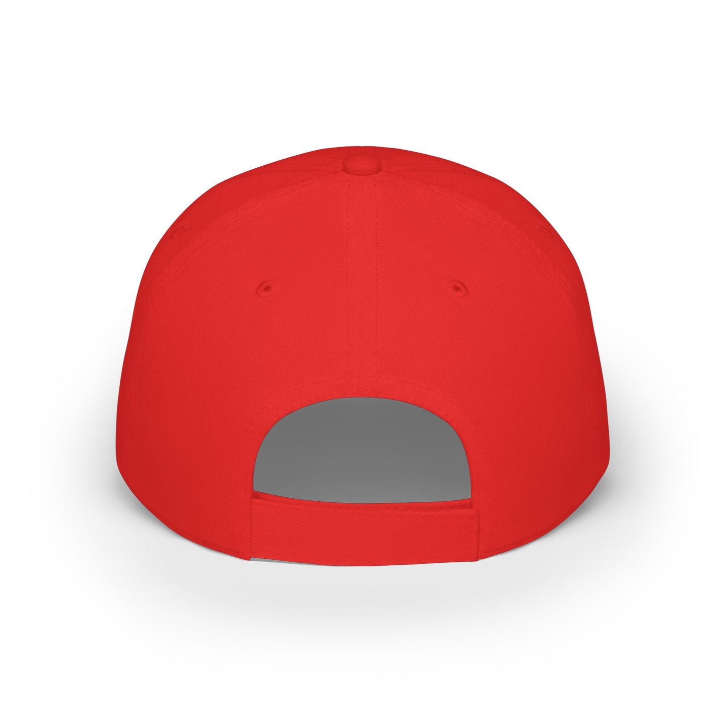 Minimal Red Baseball Cap with White Abstract Logo — Low Profile Hat
