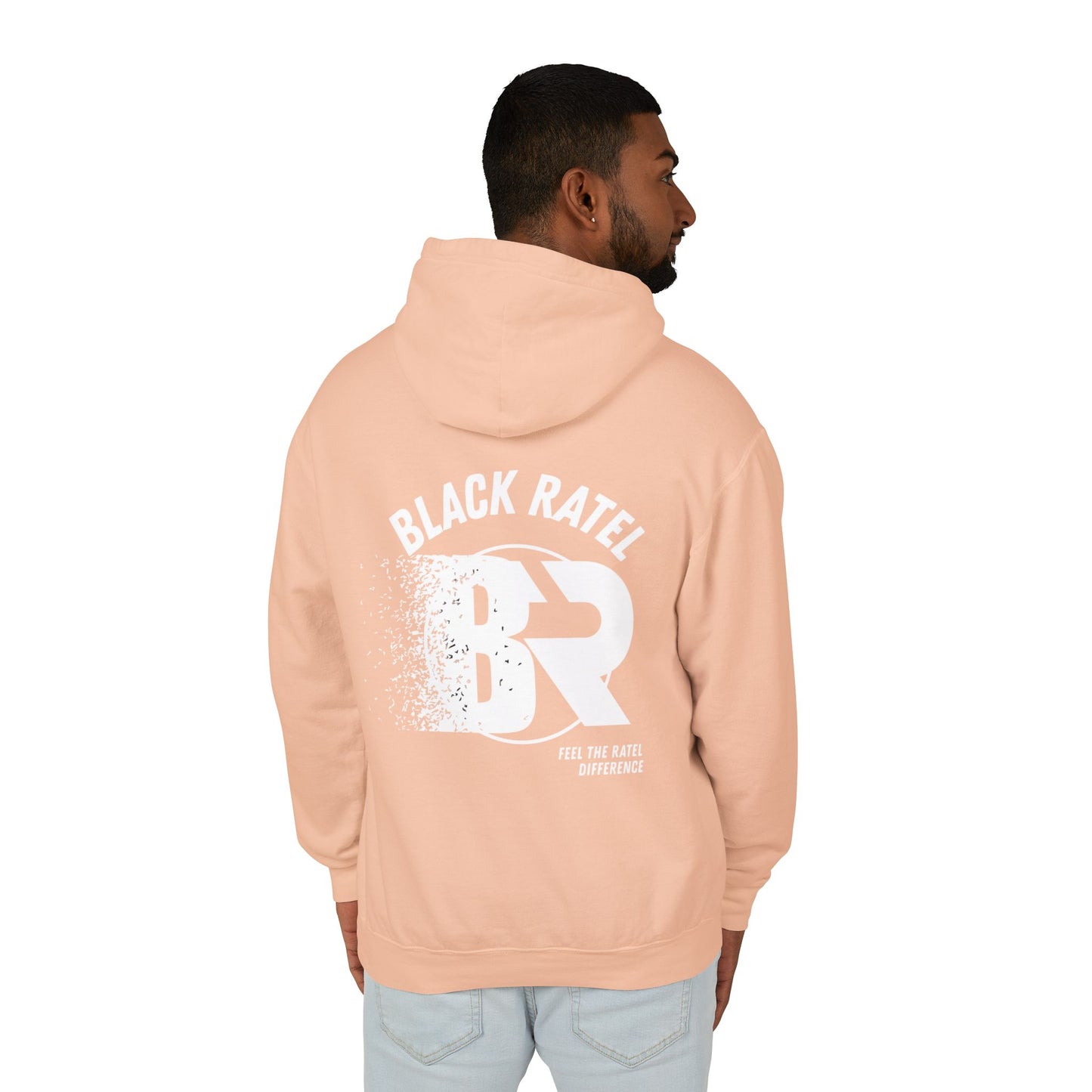 Black Ratel BR Distressed Logo Hoodie — Lightweight Unisex Hooded Sweatshirt