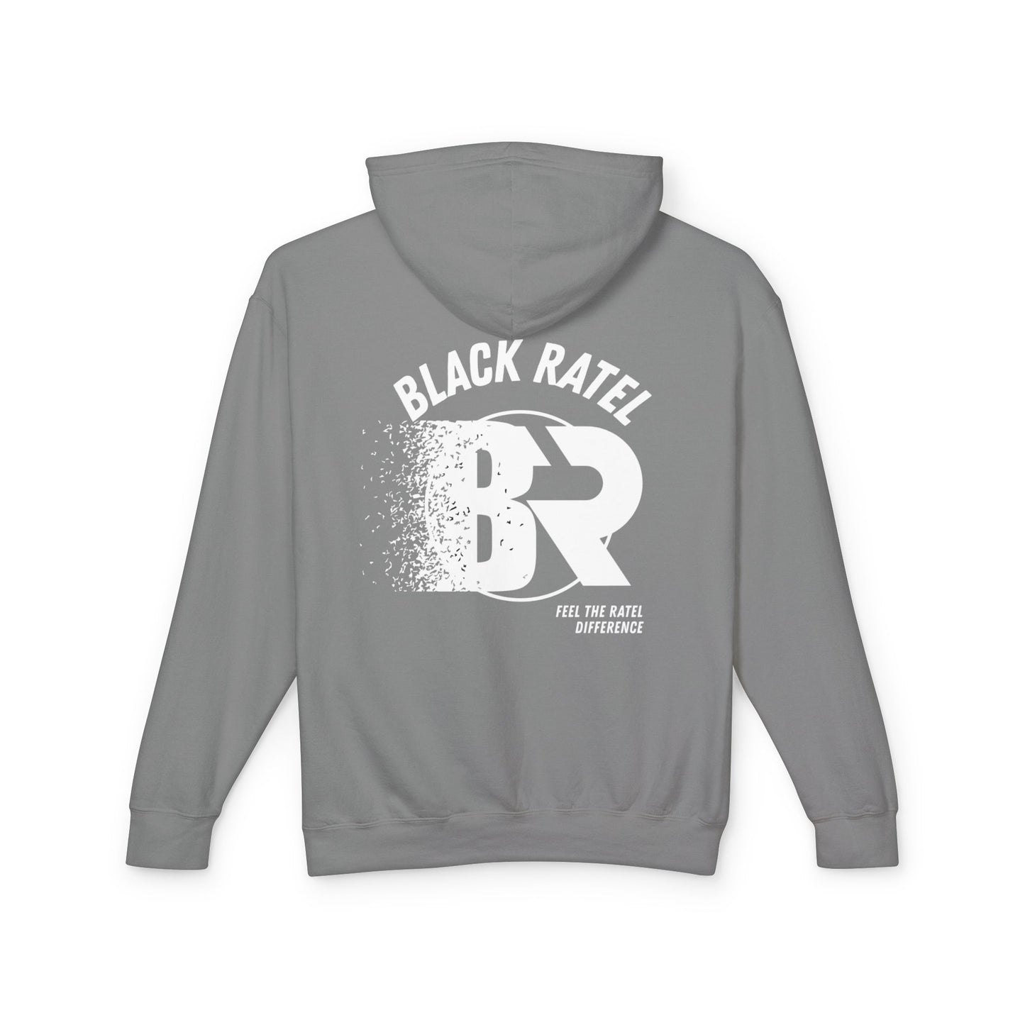Black Ratel BR Distressed Logo Hoodie — Lightweight Unisex Hooded Sweatshirt