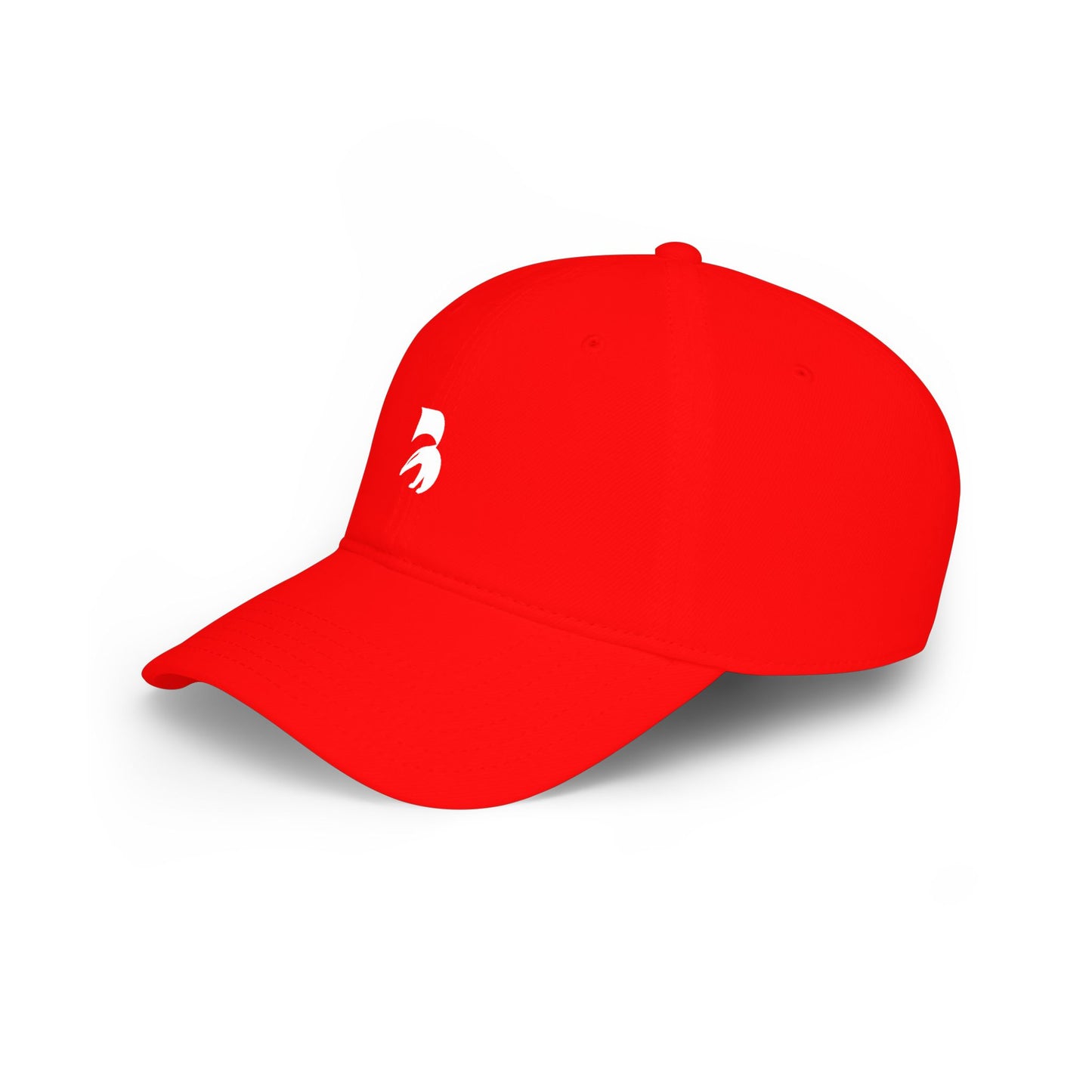Minimal Red Baseball Cap with White Abstract Logo — Low Profile Hat